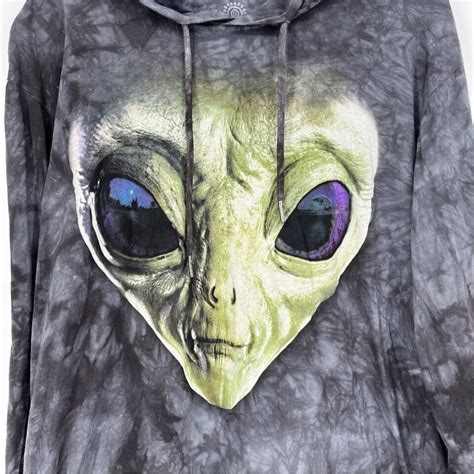 The Mountain Tie Dye Alien Long Sleeve Hooded Shirt Roswell Size Large