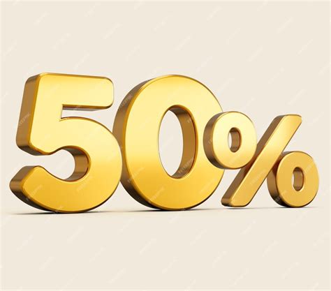 Premium Photo | 3d illustration of golden number fifty percent or 50 ...