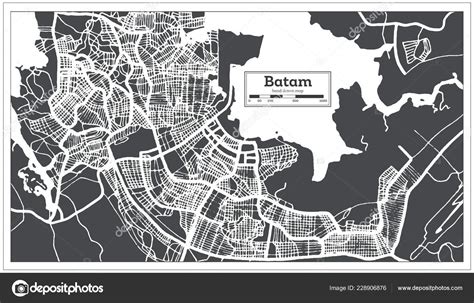 Batam Indonesia City Map Retro Style Outline Map Vector Illustration ...