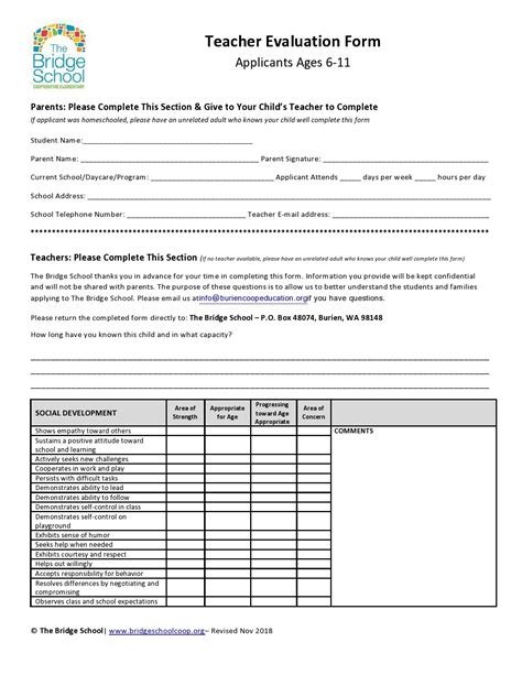 Printable Teacher Evaluation Form For Administrators Printable Forms