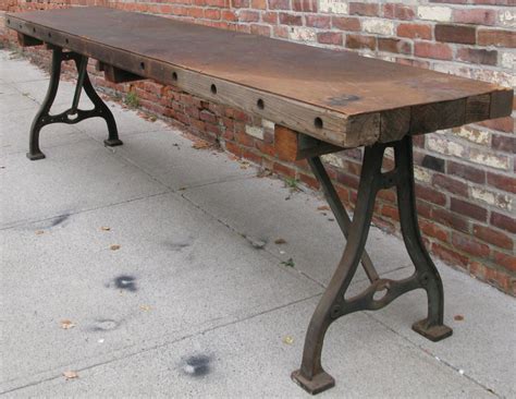 Antique Industrial Cast Iron Base Console Table At 1stdibs Industrial