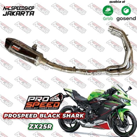 Jual Knalpot Prospeed Shark Black Kawasaki ZX25R ZX 25R Fullsystem