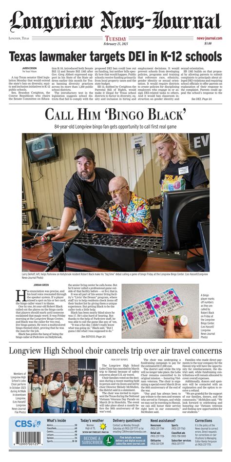 Longview News-Journal Front Page