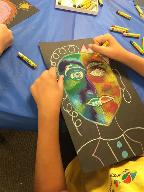 Picasso Faces Portraits On Black Paper With Oil Pastels Christian Art Lessons