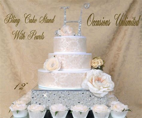 Items similar to Bling Wedding Cake Stand with Pearls -cake stand ...