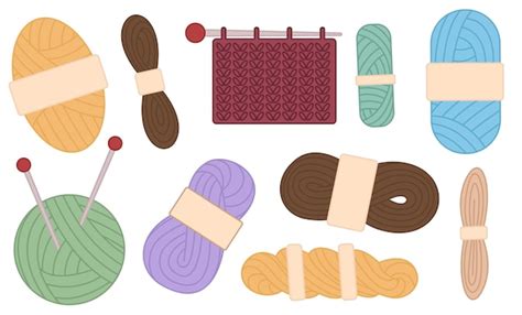 Premium Vector Vector Set With Wool Yarn Balls And Skeins Knitting