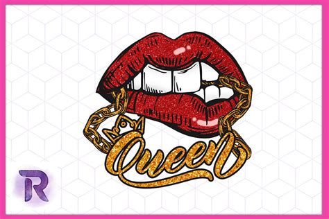 Sexy Girl Lips Biting Golden Chain Queen Graphic By Revelin · Creative Fabrica