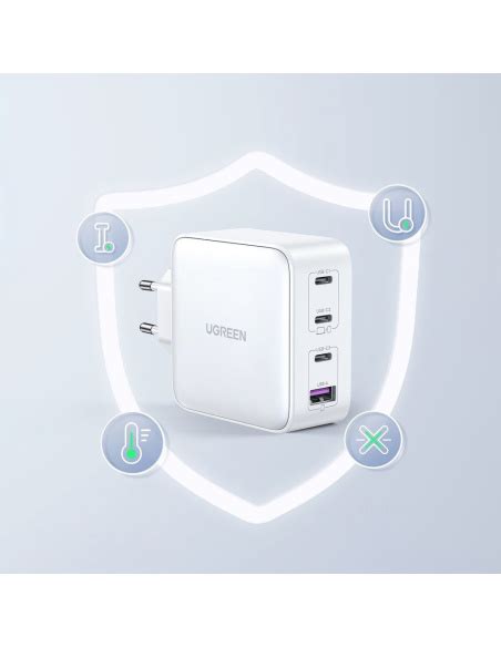 Ładowarka sieciowa GaN UGREEN CD226 3xUSB C USB A 100W PPS biała