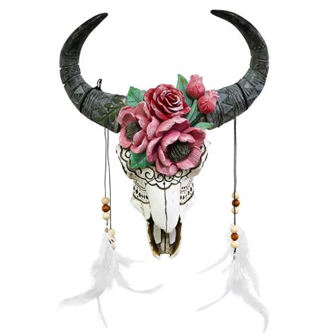 Buy Western Bull Skull Wall Decor 13 6 Tall Floral Buffalo Skull