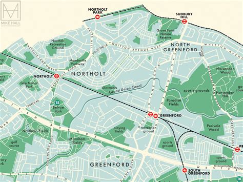 Ealing (London borough) retro map giclee print – Mike Hall Maps ...