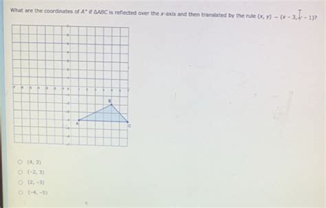 Solved What Are The Coordinates Of A If Abc Is Reflected Over The X