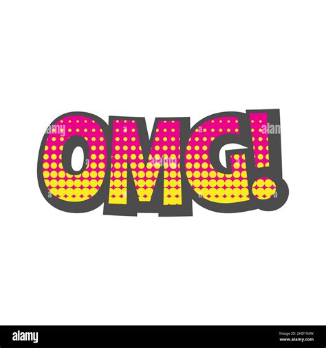 Omg Text Lettering Comic Cartoon With Halftone Pop Art Cute Omg