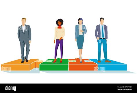 Connection puzzle, concept illustration isolated on white background ...