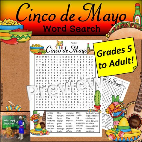 Cinco De Mayo Word Search Free Printable