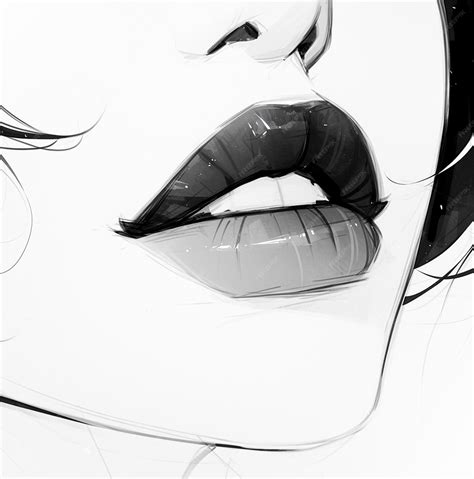 Premium Photo | Pencil drawing white female lips black and white white ...