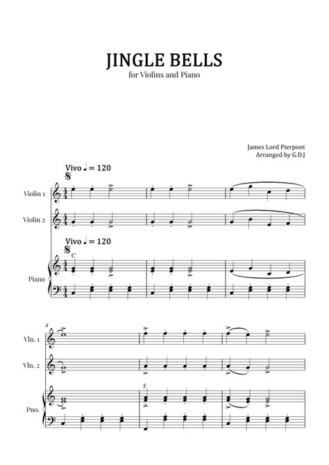 Jingle Bells Arr Gdj Sheet Music Traditional Instrumental Duet