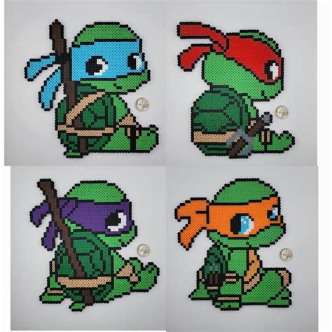 Teenage Mutant Ninja Turtles Pixel Art Made From Perler Beads Etsy In