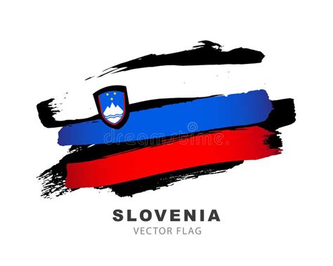 Flag of Slovenia. Colored Brush Strokes Drawn by Hand Stock Vector - Illustration of logo ...