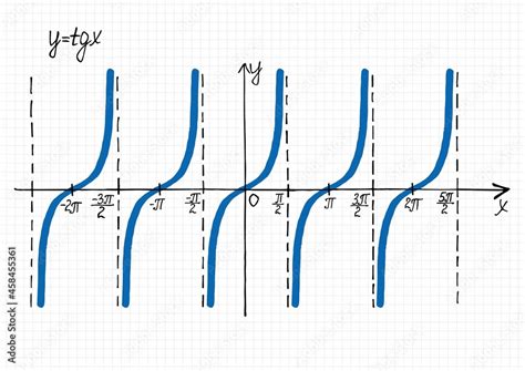 Hand Drawn Graph Of Tangent Function Vector Illustration Of Coordinate