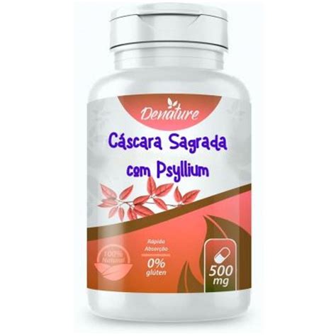 Cascara Sagrada Psyllium 500mg 100 cápsulas Denature Shopee Brasil