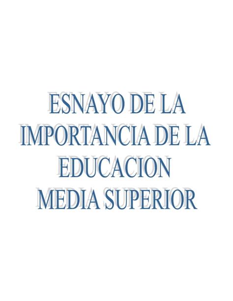 Importancia De La Educacion Media Superior PDF