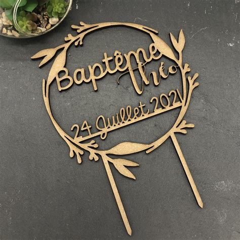 Cake Topper Bapteme Personnalis Mati Re M Dium