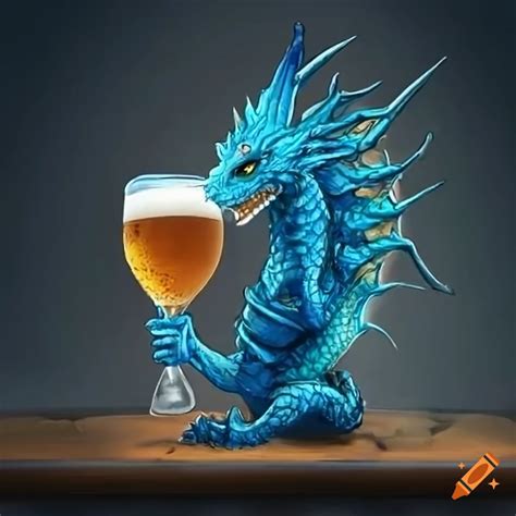 Blue Dragon Drinking Beer In A Tavern On Craiyon