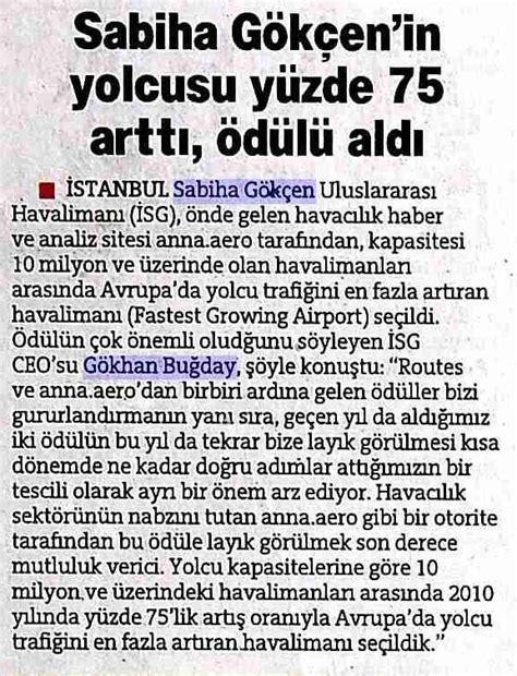 Sabiha Gökçenin yolcusu yüzde 75 arttı ödülü aldı