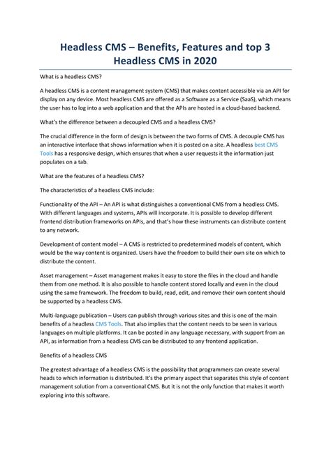 Ppt Headless Cms Benefits Features And Top Headless Cms In