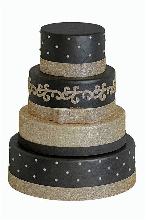 Bolo Fake Preto E Dourado - Bolo Fake Preto com Dourado Decorado Alta Qualidade | Elo7