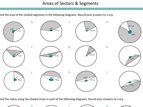 Area Of Segment Of Circle Worksheet