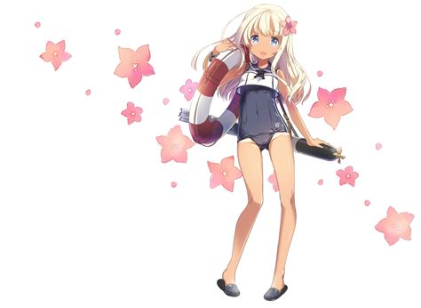 Anthropomorphism Blonde Hair Blue Eyes Blush Dark Skin Flowers H So