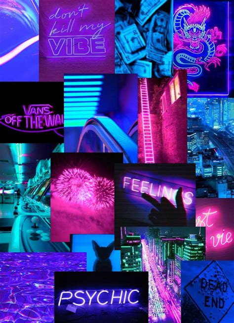 Neon Aesthetic Collage Desktop Wallpaper