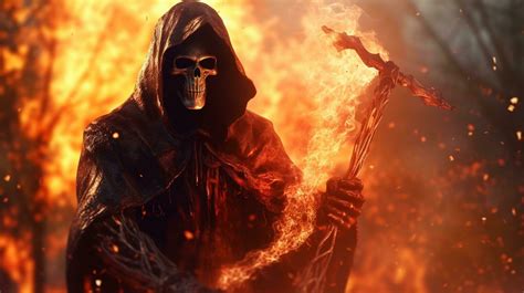 grim reaper with fire design illustration background 26727074 Stock ...