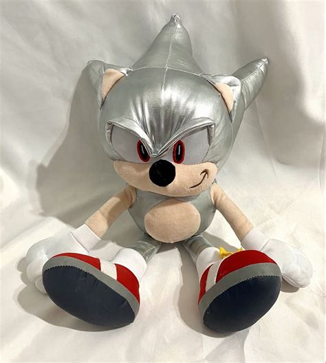 Mavin Sonic The Hedgehog Super Sonic Metallic Silver Plush 19 Red Eyes