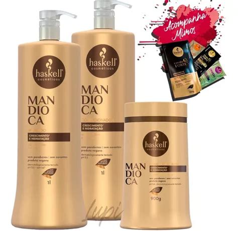 Kit Haskell Mandioca Shampoo Condicionador M Scara L Kg