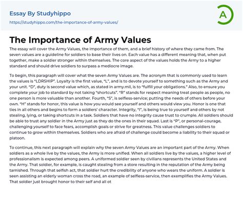 The Importance Of Army Values Essay Example