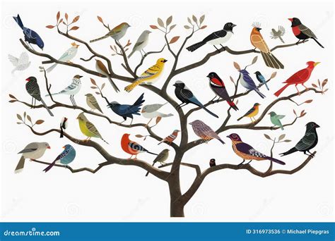 A Branching Tree Diagram Depicting the Evolution of Different Birds ...