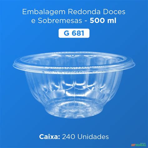 Embalagem Redonda Doces E Sobremesas 500 Ml G 681 240 Und Em 636608