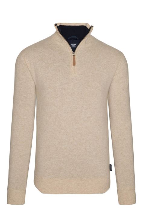 Mens Holebrook Stellan T Neck Windproof Sweater Natural House Of Bruar