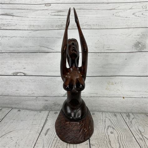 Hand Carved Wood Nude Woman Folk Art Lady Sculpture Statue MCM Vintage 13 Etsy