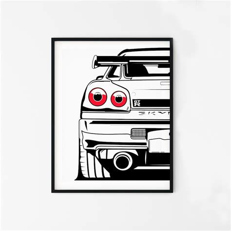 Nissan Skyline Gtr Poster Print Jdm Car Art Car Illustration Wall