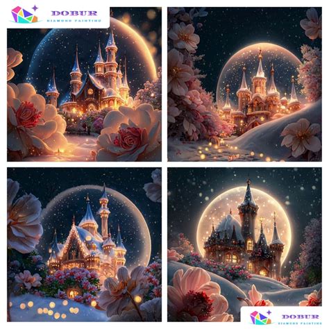 Dobur D Diamond Painting Set Round Square Crystal Castle Diy Full