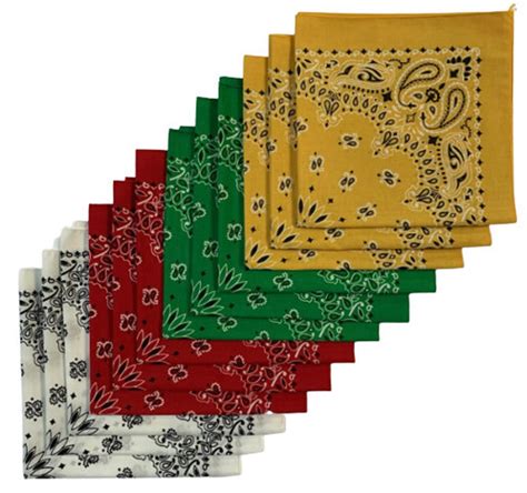 Made In The Usa Paisley Bandanas Pk White Red Kelly Green And