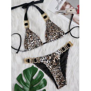 Emmiol Free Shipping Leopard Print Strap Bikini Set Leopard Print M In Bikini Sets Online