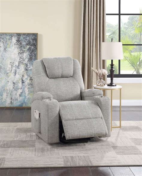 Acme Furniture Evander Recliner Wpower Lift Light Gray Chenille