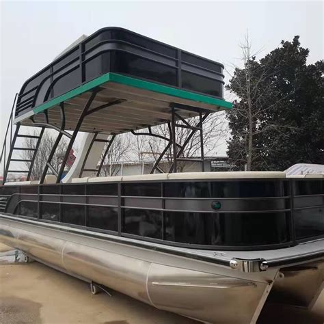 China Factory Customize 25ft Double Deck Aluminum Pontoon Boat For Sale