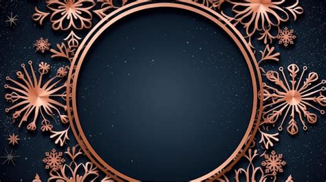 Premium AI Image | Christmas frame with gold snowflakes on dark background