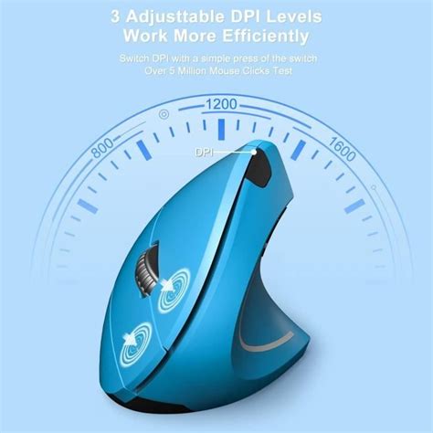 Souris Ergonomique Sans Fil Verticale Rechargeable Avec Récepteur Usb 6 Boutons 2 4 Ghz Dpi