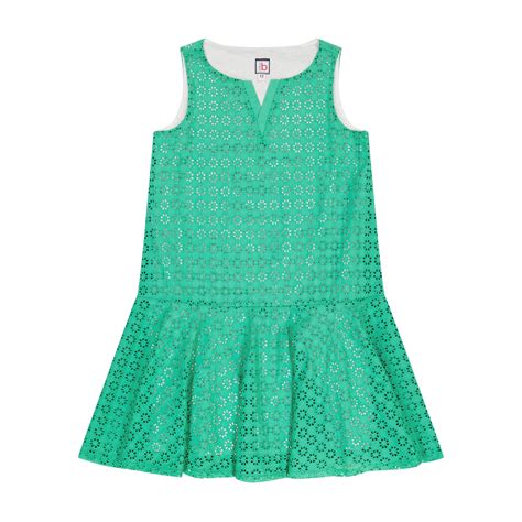 Pilar Peplum Hem Dress Green Eyelet Busy Bees